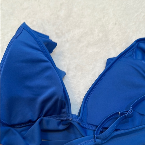 Aerie Blue Ruffle Triangle Adjustable Strap Bikini Top - Picture 10 of 10